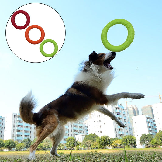 Behogar Floatable Biting Resistance Pet Dog Puppy Flying Ring Training Fetch Interactive Toy for Garden Pool Outdoor Activities