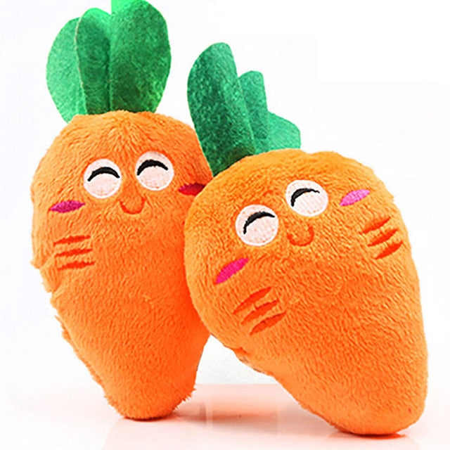 1pc Plush Squeaky Bone Dog Toys Bite-Resistant Clean Dog Chew Puppy Training Toy Soft Banana Carrot And Vegetable Pet Supplies
