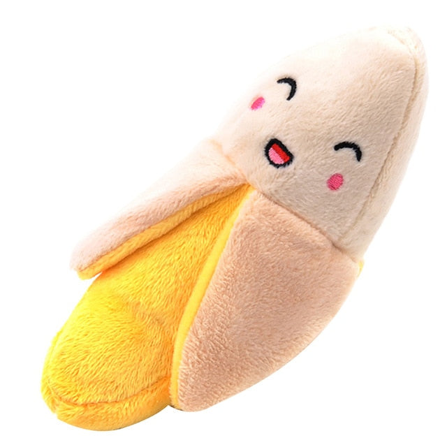 1pc Plush Squeaky Bone Dog Toys Bite-Resistant Clean Dog Chew Puppy Training Toy Soft Banana Carrot And Vegetable Pet Supplies