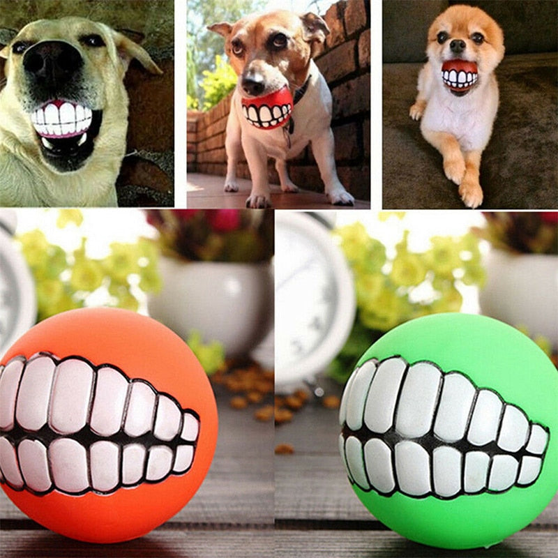 Pet Dog Ball Teeth Funny Trick Toy Silicone Toy Chew Squeaker Squeaky Sound Dogs Pet Play Toy