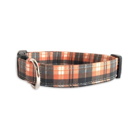 Orange Plaid Personalized Collar