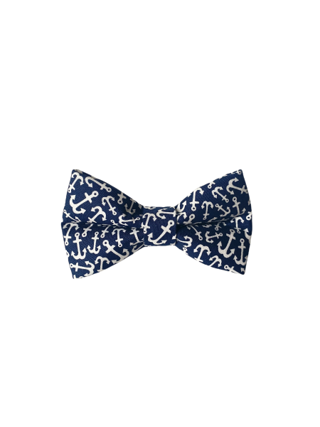 Navy Anchor Dog Collar Bow Tie