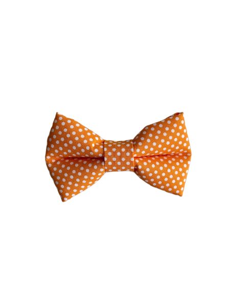 Orange Polka Dot Dog Collar Bow Tie