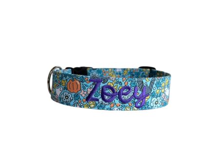 Floral Halloween Personalized Dog Collar