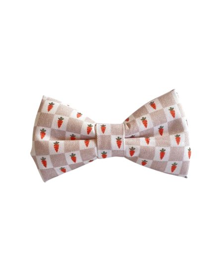 Carrot Checker Dog Collar Bow Tie